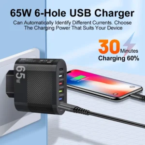 65W Multi Port USB Wall Charger